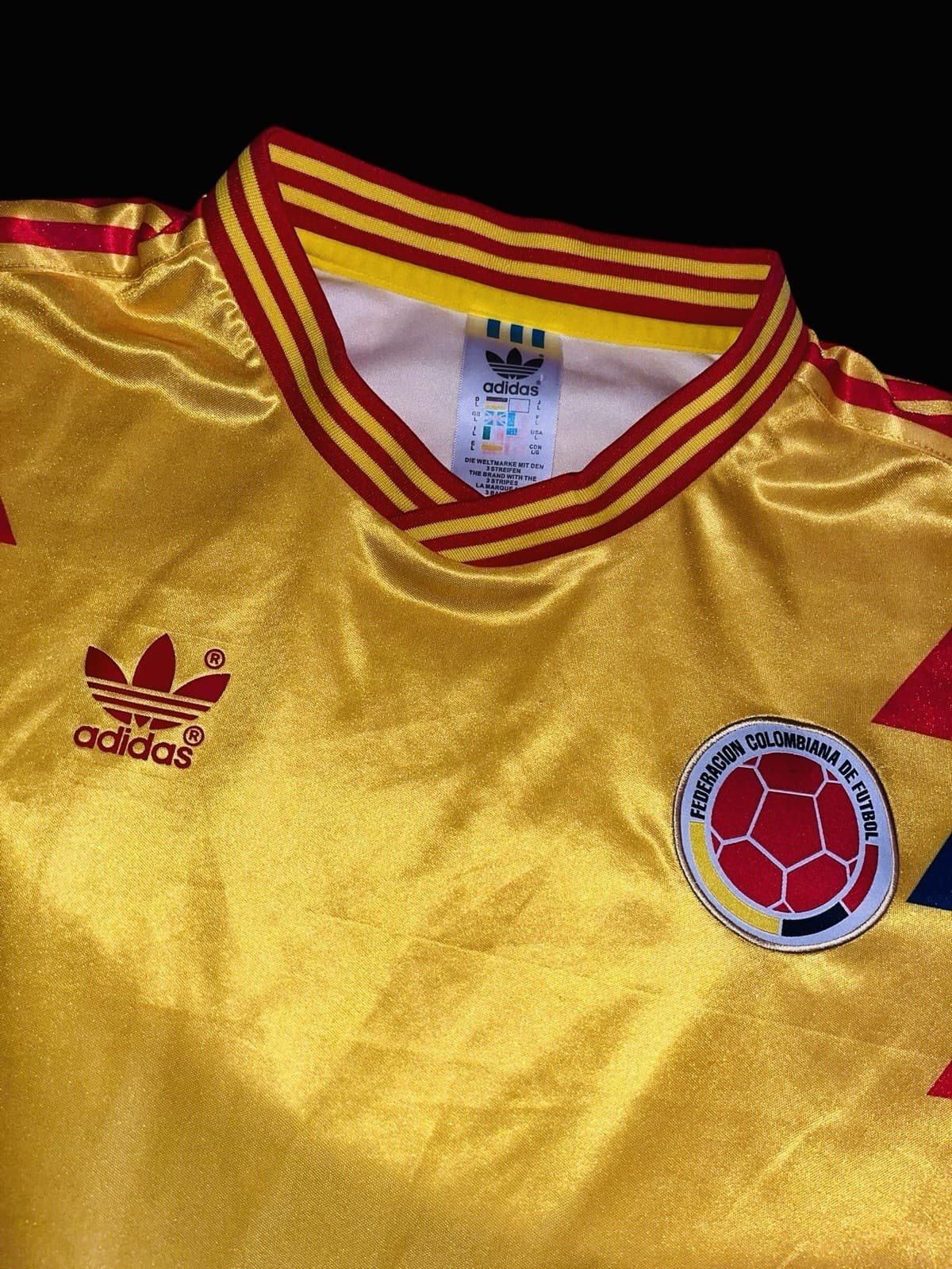 Colombia 1990 World Cup Away Jersey — Gold Adidas Kit