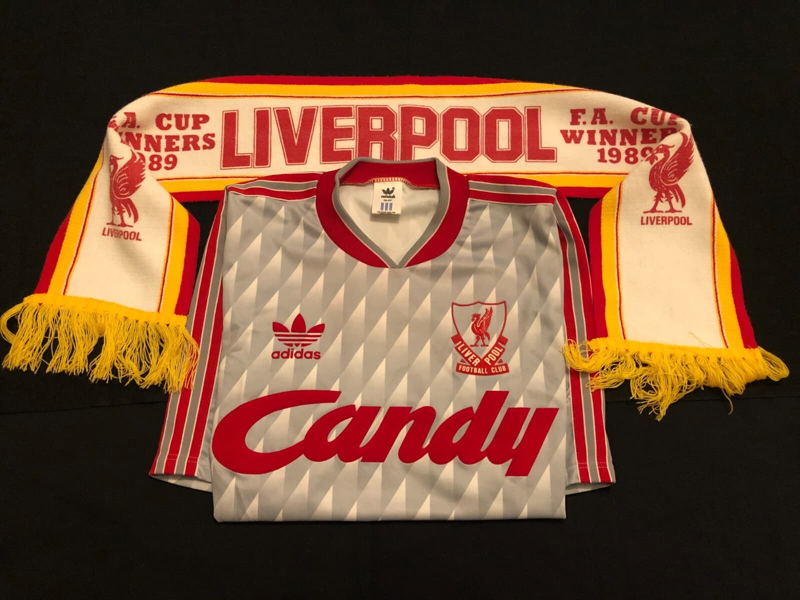 Liverpool 1989/91 Vintage Away Shirt + FA Cup Winners Scarf